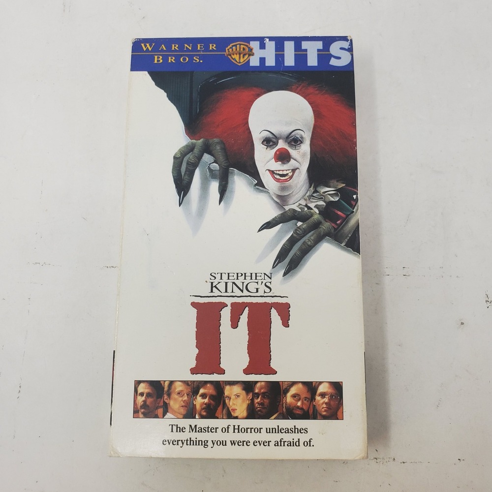 STEPHEN KING'S IT HORROR VHS TAPE TIM CURRY PENNYWISE THE CLOWN 1994 WARNER BROS